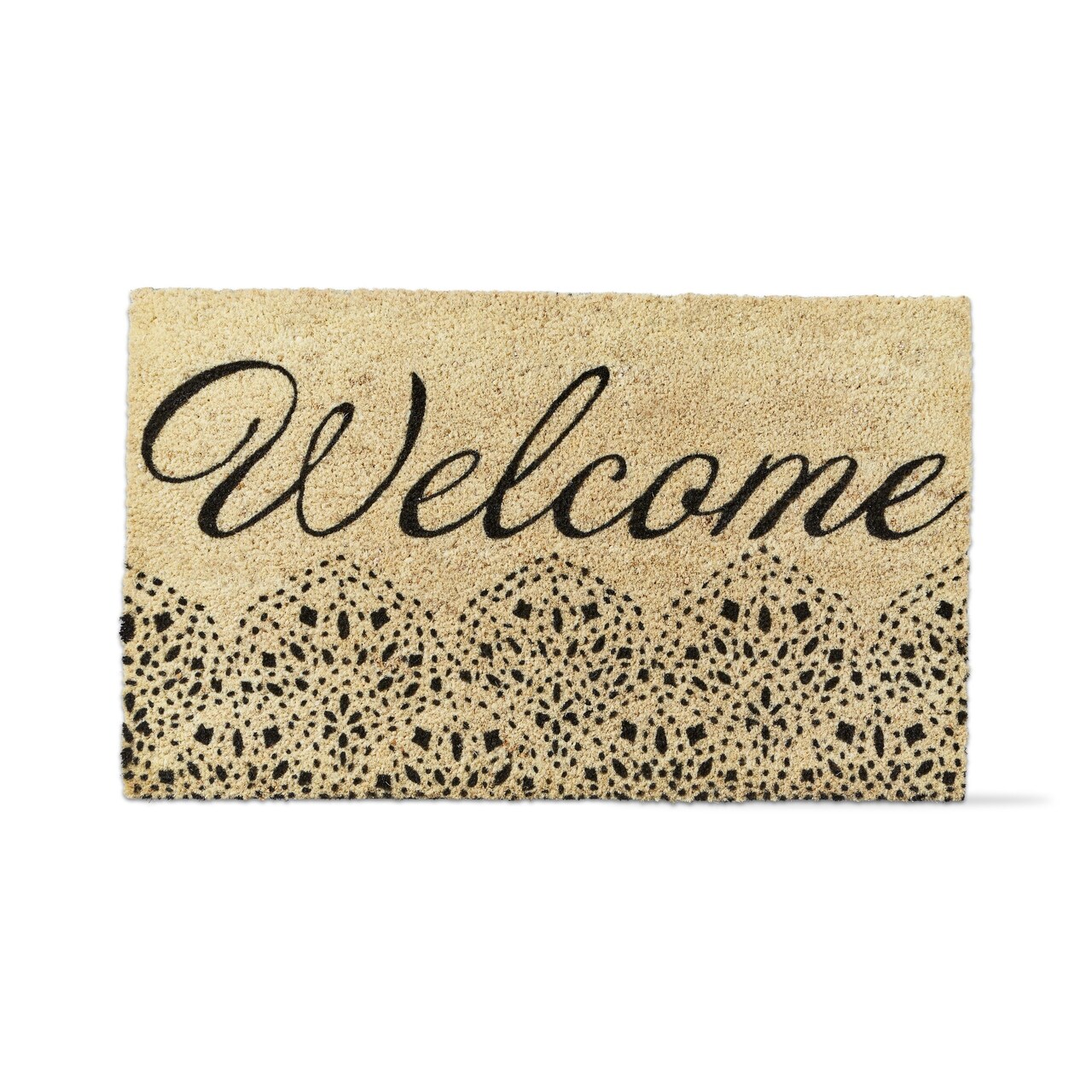 1'6" x 2'6" Welcome Sentiment Fan Print Coir Mat Rectangle Indoor and Outdoor Coir Door Welcome Mat Beige